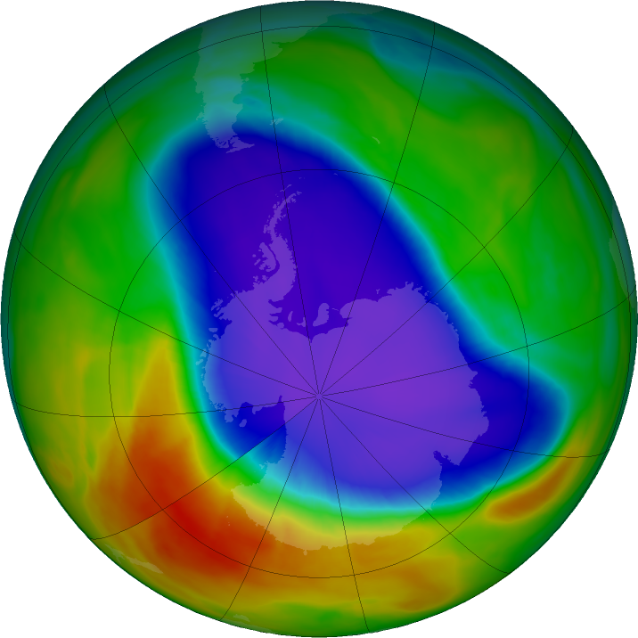 Antarctic ozone map for 09 October 2023